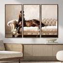 Funny Horse on Sofa Canvas Wall Art, Quirky Horse Lounging Photo Print, Whimsical Animal Decor, Living Room Conversation Art, Horse Lover Gift by MyGreatCanvas | Canvas Wall Art Prints | Photo Prints & Wall Decor
