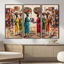 African Folk Art Canvas Wall Art, Colorful African Women Village Painting Print, Tribal Ethnic Home Decor, Vibrant African Art, Living Room by MyGreatCanvas | Canvas Wall Art Prints | Photo Prints & Wall Decor