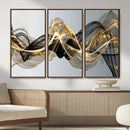 Black and Gold Abstract Wall Art, Modern Wave Canvas Print, Elegant Flowing Smoke Art, Luxury Living Room Decor by MyGreatCanvas | Canvas Wall Art Prints | Photo Prints & Wall Decor