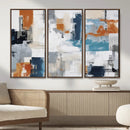 Blue Teal Abstract Canvas Wall Art, Modern Textured Painting Print, Navy Orange White Contemporary Art, Neutral Living Room Decor, Office Art by MyGreatCanvas | Canvas Wall Art Prints | Photo Prints & Wall Decor