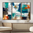 Blue Teal Abstract Canvas Wall Art, Modern Textured Painting Print, Navy Orange White Contemporary Art, Neutral Living Room Decor, Office Art by MyGreatCanvas | Canvas Wall Art Prints | Photo Prints & Wall Decor