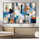 Blue Teal Abstract Canvas Wall Art, Modern Textured Painting Print, Navy Orange White Contemporary Art, Neutral Living Room Decor, Office Art by MyGreatCanvas | Canvas Wall Art Prints | Photo Prints & Wall Decor