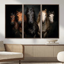Horse Wall Art Canvas Print, Wild Horses Portrait Photography, Dramatic Equestrian Decor, Black Brown White Horse Herd, Rustic Ranch Art by MyGreatCanvas | Canvas Wall Art Prints | Photo Prints & Wall Decor
