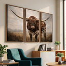 Texas Longhorn Wall Art Canvas Print – Brown Horned Bull