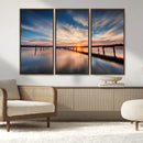 Wooden Pier on Seascape and Sunset Wall Art Canvas Print by MyGreatCanvas | Canvas Wall Art Prints | Photo Prints & Wall Decor