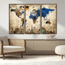 World Map Canvas Print – Vintage Blue and Gold World Map by MyGreatCanvas | Canvas Wall Art Prints | Photo Prints & Wall Decor