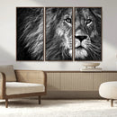 Black and White Lion Canvas Wall Art Print – Wildlife by MyGreatCanvas | Canvas Wall Art Prints | Photo Prints & Wall Decor