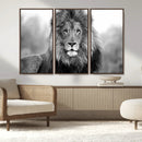 Black and White Lion Canvas Wall Art – Animal Print Artwork