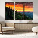 Forest Landscape Wall Art Sunset Canvas, Forest Sunset