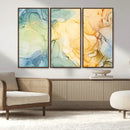 Green and Yellow Marble Fluid Effect Wall Art, Green and