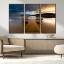 Serene Lake Pier at Sunset Canvas Print | Landscape Canvas