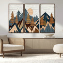 Abstract Wood Panel Effect Mountain Range Top Wall Art