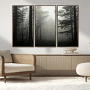 Misty Forest Wall Art Premium Canvas Print a Foggy and