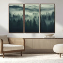 Misty Forest Wall Art Premium Canvas Print a Foggy and