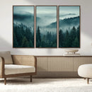 Captivating Misty Foggy Forest Wall Art Premium Canvas Print