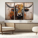 Scottish Highland Cow Cattle Art Print on Wood Style by MyGreatCanvas | Canvas Wall Art Prints | Photo Prints & Wall Decor