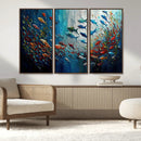 Modern Abstract Fish Shoal Wall Art Canvas Print, Colorful