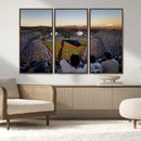 Dodger Stadium Sunset Game Triple Canvas Wall Art - Los