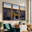 Dodger Stadium Sunset Game Triple Canvas Wall Art - Los