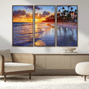 Serene Beach Sunset Wall Art Canvas- Coastal Seascape Print