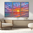 Vibrant Sunset Beach Wall Art - Ocean Sunset Canvas Print |