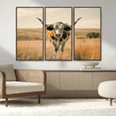 Texas Cow Longhorn Wall Art Canvas Print for Farm House Wall