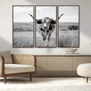 Texas Cow Longhorn Wall Art Canvas Print for Farm House Wall
