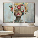 Golden Petal Wall Art Canvas Print - Silhouette Woman Wall