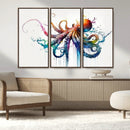 Watercolor Vibrant Octopus Wall Art Canvas Print | Abstract