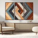 Geometric Wood Art Wall Decor Canvas Print, Rustic Wooden
