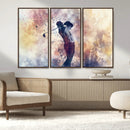 Abstract Watercolor Golf Player Wall Art Canvas Print