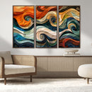 Abstract Wave Wall Art | Ready to Hang Framed Canvas Print |