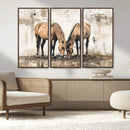 Vintage Horses Wall Art | Ready to Hang and Framed Triptych by MyGreatCanvas | Canvas Wall Art Prints | Photo Prints & Wall Decor