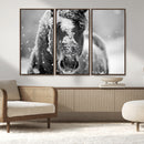 Black and White Horse Winter Wall Art | Ready to Hang and