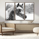 Black Horse Winter Wall Art | Ready to Hang and Framed |
