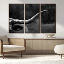 Cow Longhorn Wall Art | Black and White Print | Ready to by MyGreatCanvas | Canvas Wall Art Prints | Photo Prints & Wall Decor