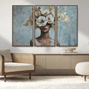 Golden Petal Wall Art - Petal Silhouette Woman Wall Art by MyGreatCanvas | Canvas Wall Art Prints | Photo Prints & Wall Decor