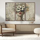 Abstract Floral Women Patel Wall Art Canvas Print