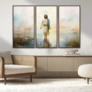 Framed Jesus Walking on Water Wall Art - 3-Panel Christian