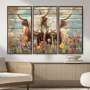 Cute Highland Cow Canvas Wall Art - Rustic Farmhouse Decor