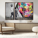 Banksy Print - Street Art Canvas Wall Art - Kids Revealing