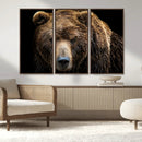 Grizzly Brown Bear Canvas Wall Art, Wildlife Animal Canvas