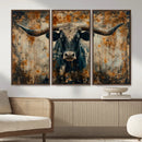 Longhorn Wall Art – Rustic Western Bull Canvas Print, Modern