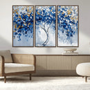 Blue and Gold Abstract Tree Wall Art Canvas Print | Modern
