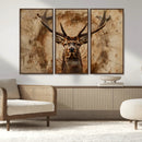 Wood Abstract Deer Wall Art | Rustic Wildlife Canvas Print |