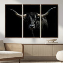 Texas Black Longhorn Bull Wall Art Canvas Print - Western by MyGreatCanvas | Canvas Wall Art Prints | Photo Prints & Wall Decor