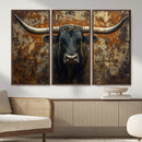 Longhorn Texas Cow Bull Wall Art | Rustic Farmhouse Canvas by MyGreatCanvas | Canvas Wall Art Prints | Photo Prints & Wall Decor