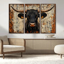 Rustic Texas Artwork Wall Art Canvas Print - Abstract Cow