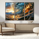 Ocean Wave at Sunset Canvas Wall Art – Vibrant Coastal Beach