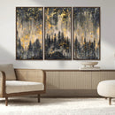 Golden Forest Abstract Wall Art | Dark Forest with Gold